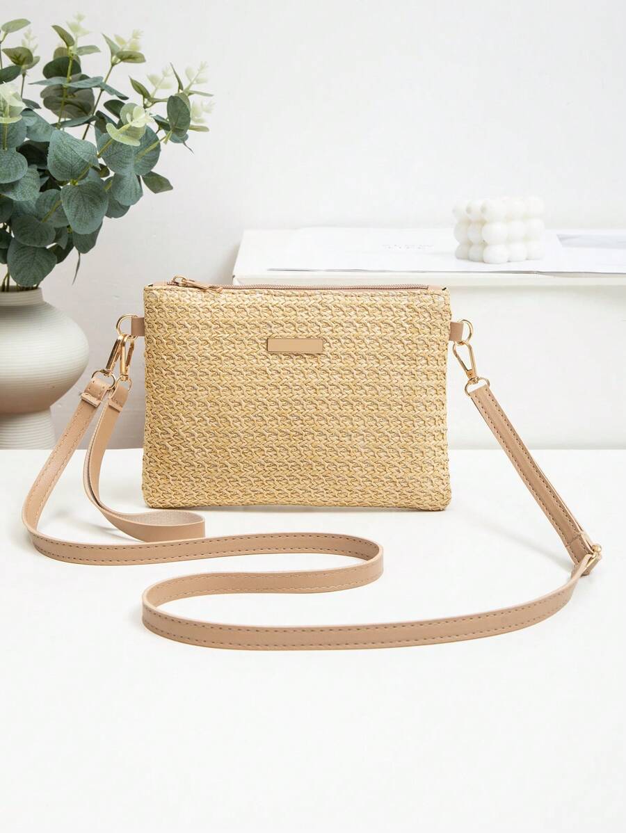 Dames Kleine Zomer Rieten Tas | Modern, Met Leren Schouderriem