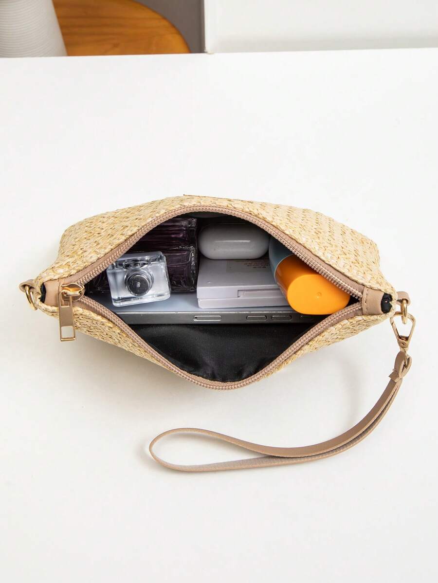 Borsa estiva piccola da donna in paglia | Moderna, con tracolla in pelle