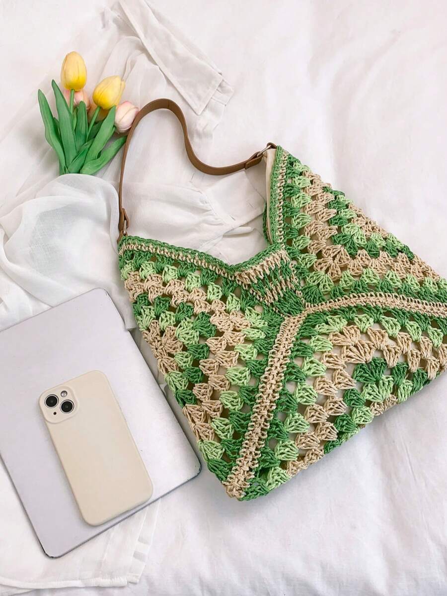 Dames Bohemian Zomer Rieten Tas | Groot, Gehaakt Design