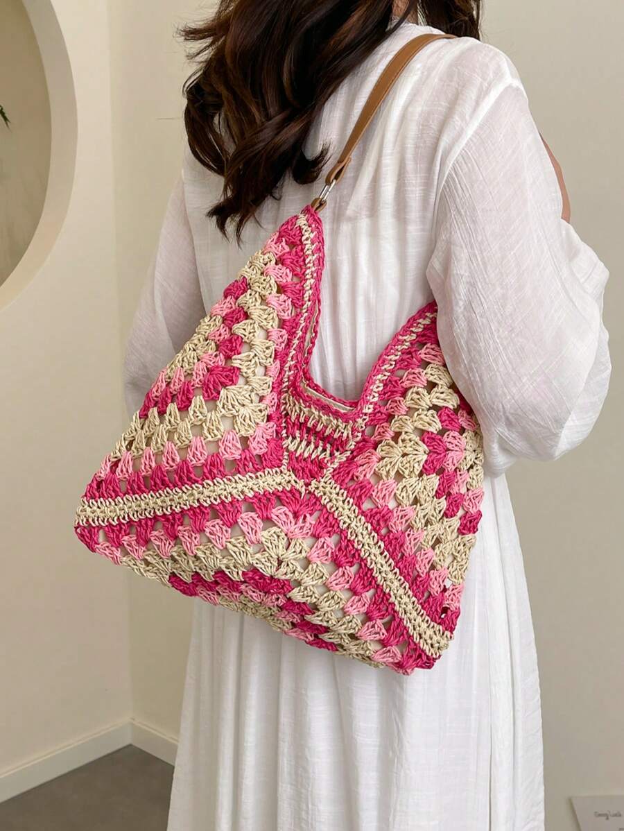 Dames Bohemian Zomer Rieten Tas | Groot, Gehaakt Design