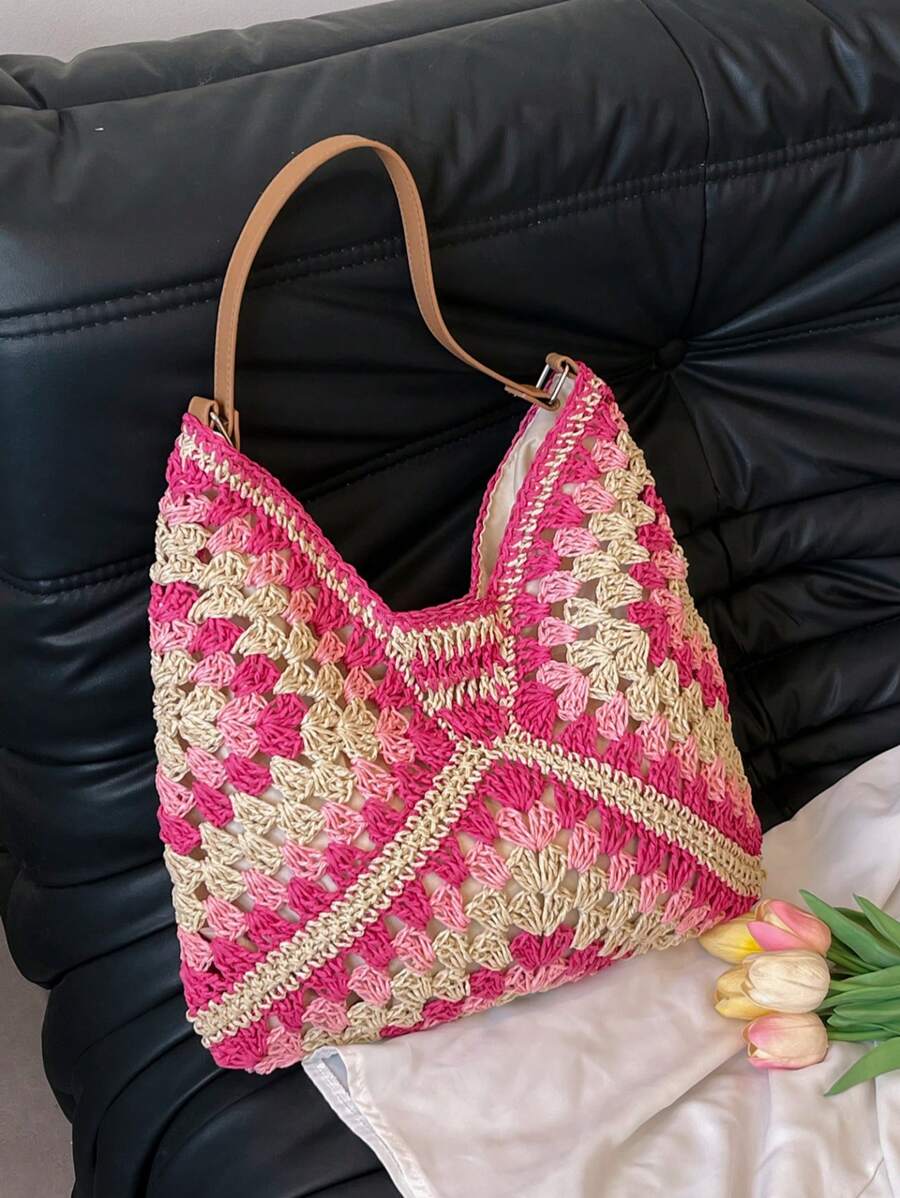 Dames Bohemian Zomer Rieten Tas | Groot, Gehaakt Design