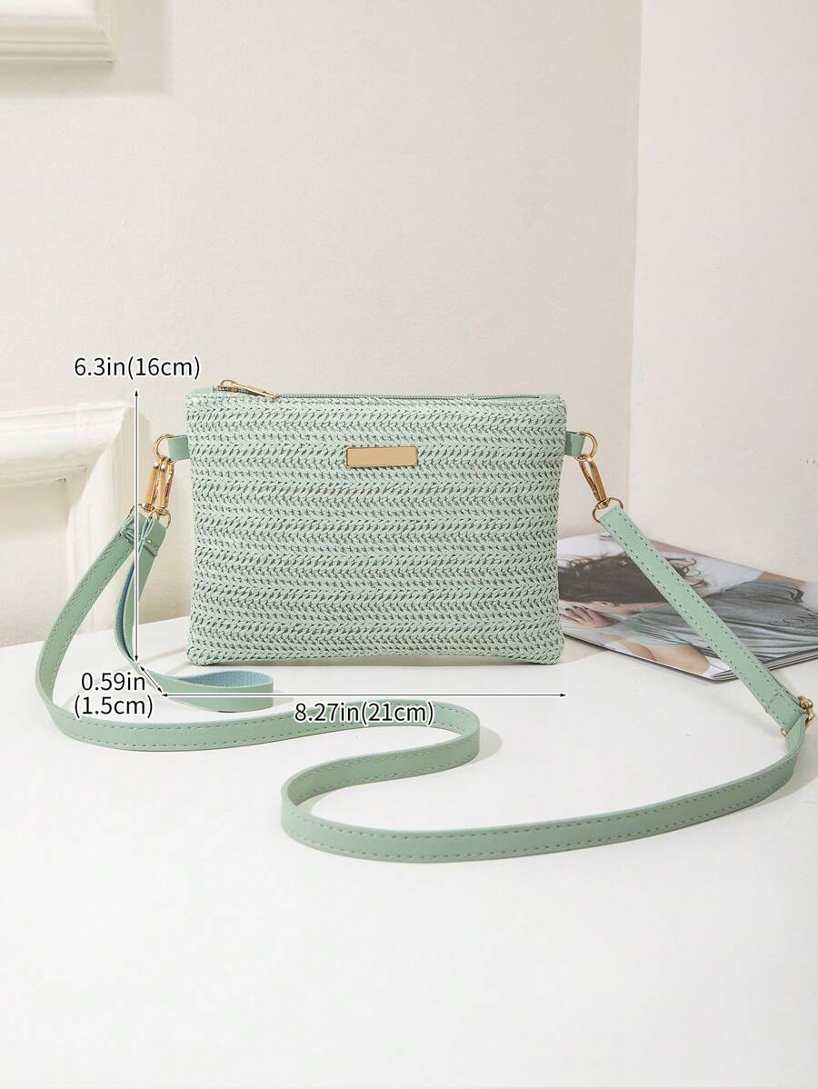 Dames Kleine Zomer Rieten Tas | Modern, Met Leren Schouderriem