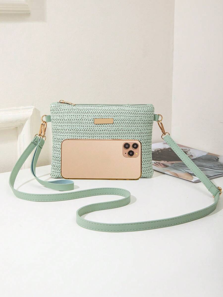 Dames Kleine Zomer Rieten Tas | Modern, Met Leren Schouderriem