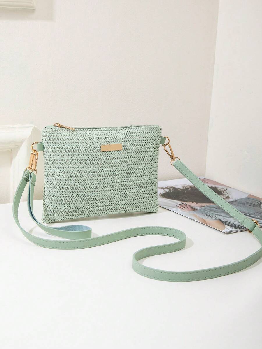 Dames Kleine Zomer Rieten Tas | Modern, Met Leren Schouderriem