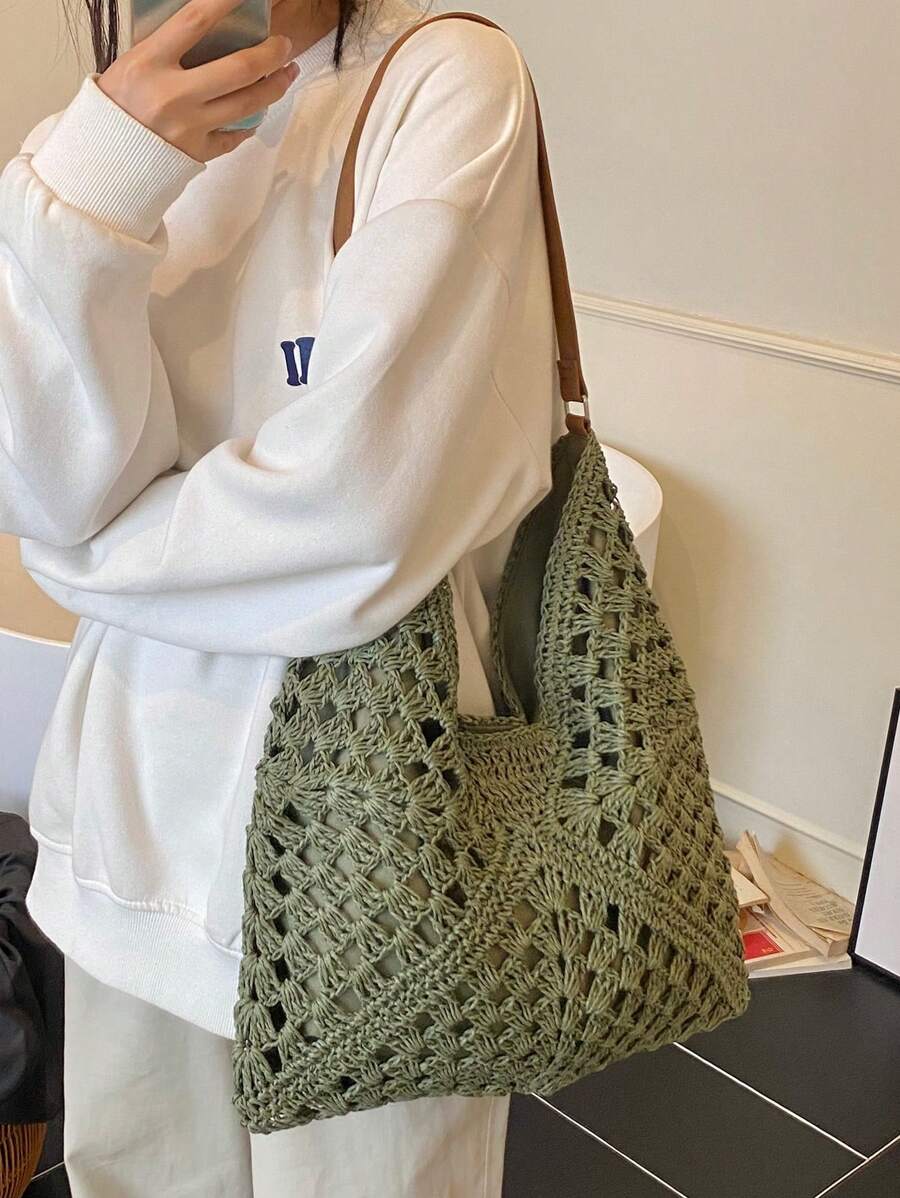 Dames Bohemian Zomer Rieten Tas | Groot, Gehaakt Design