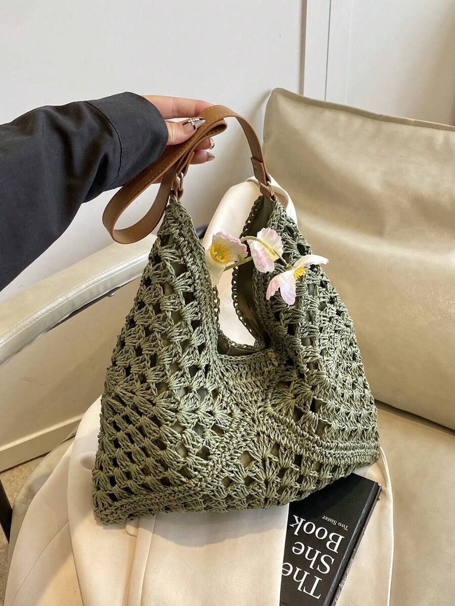 Dames Bohemian Zomer Rieten Tas | Groot, Gehaakt Design