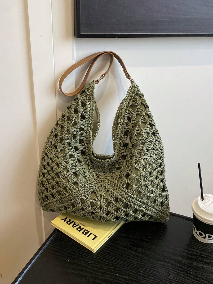 Dames Bohemian Zomer Rieten Tas | Groot, Gehaakt Design