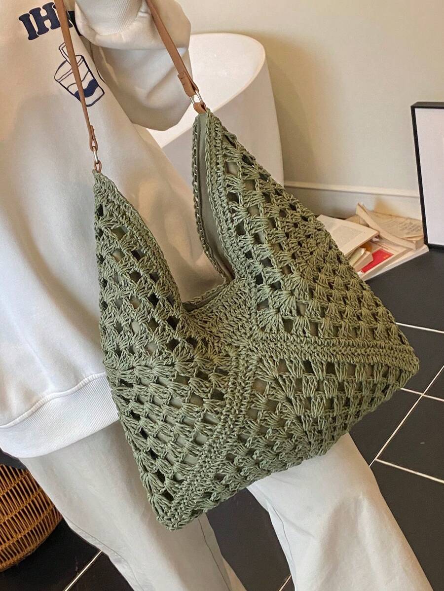 Dames Bohemian Zomer Rieten Tas | Groot, Gehaakt Design