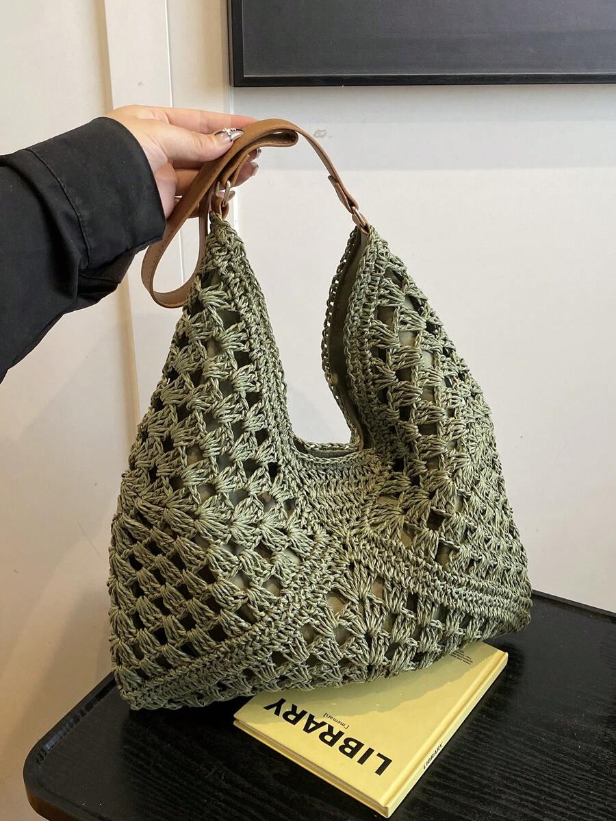 Dames Bohemian Zomer Rieten Tas | Groot, Gehaakt Design