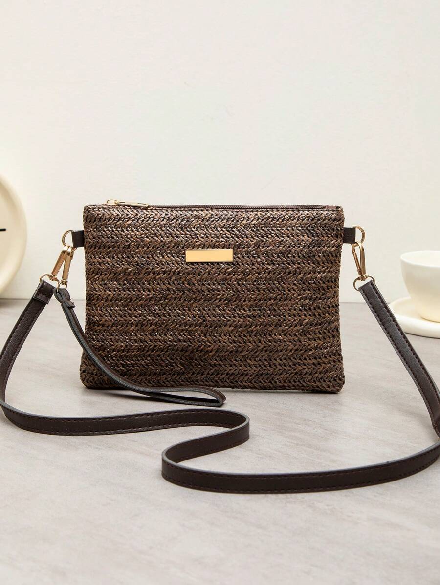 Dames Kleine Zomer Rieten Tas | Modern, Met Leren Schouderriem