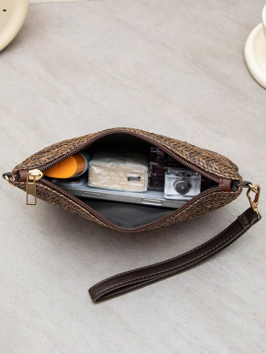 Dames Kleine Zomer Rieten Tas | Modern, Met Leren Schouderriem