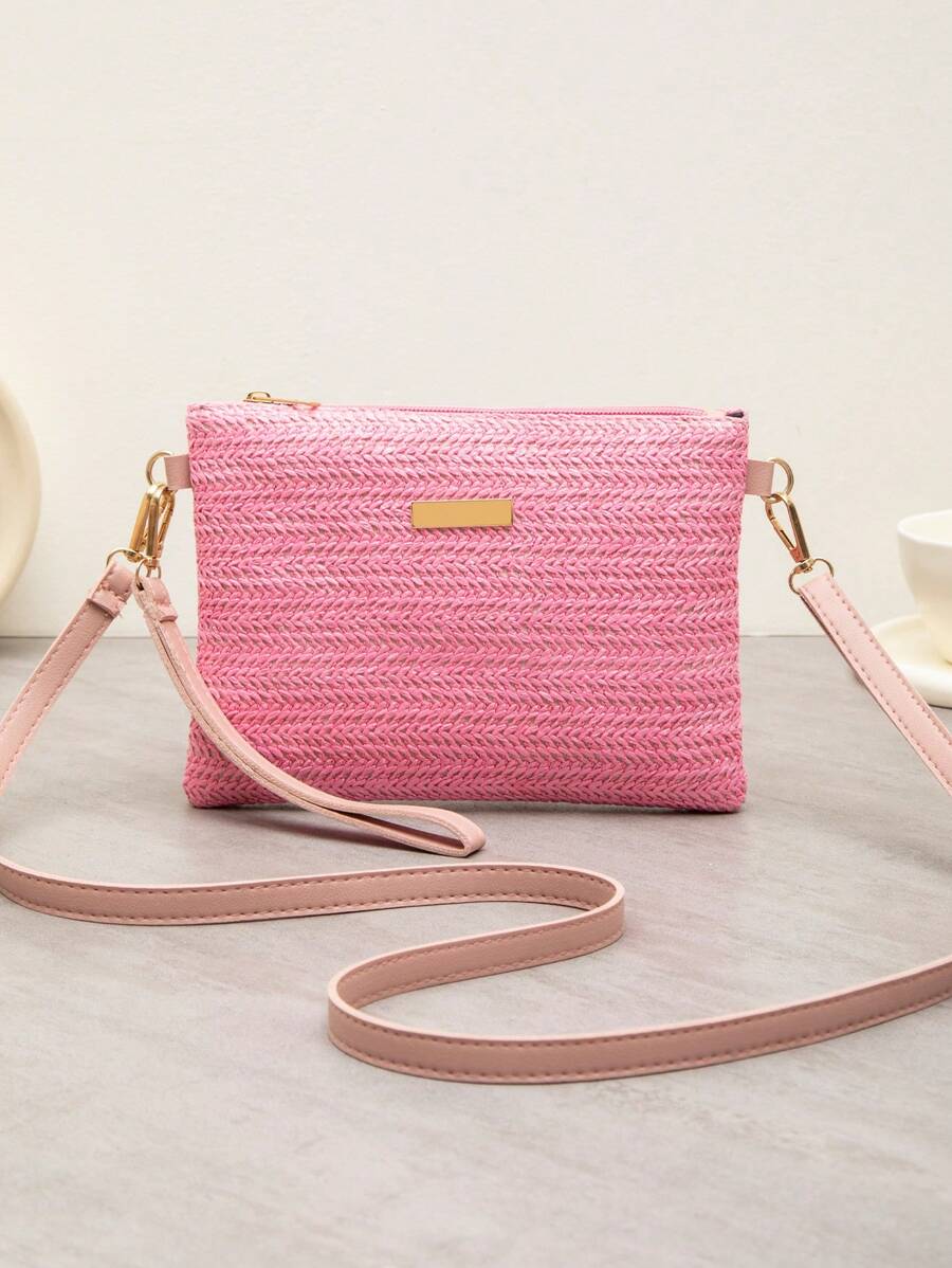 Dames Kleine Zomer Rieten Tas | Modern, Met Leren Schouderriem