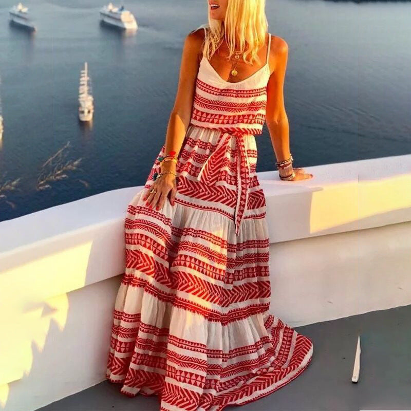 Dames Bohemien zomerjurk met etnisch patroon | Maxi