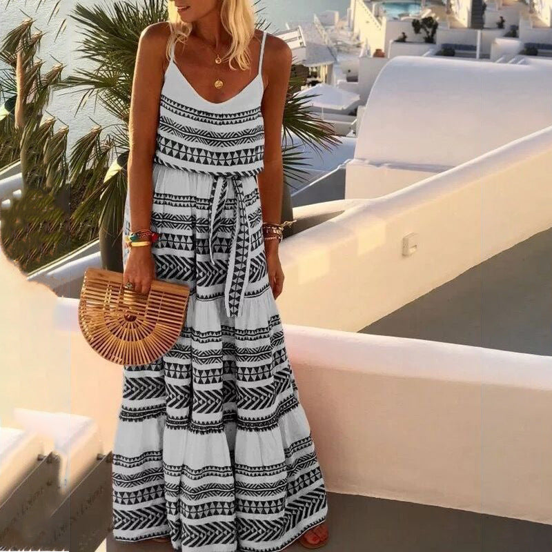 Dames Bohemien zomerjurk met etnisch patroon | Maxi