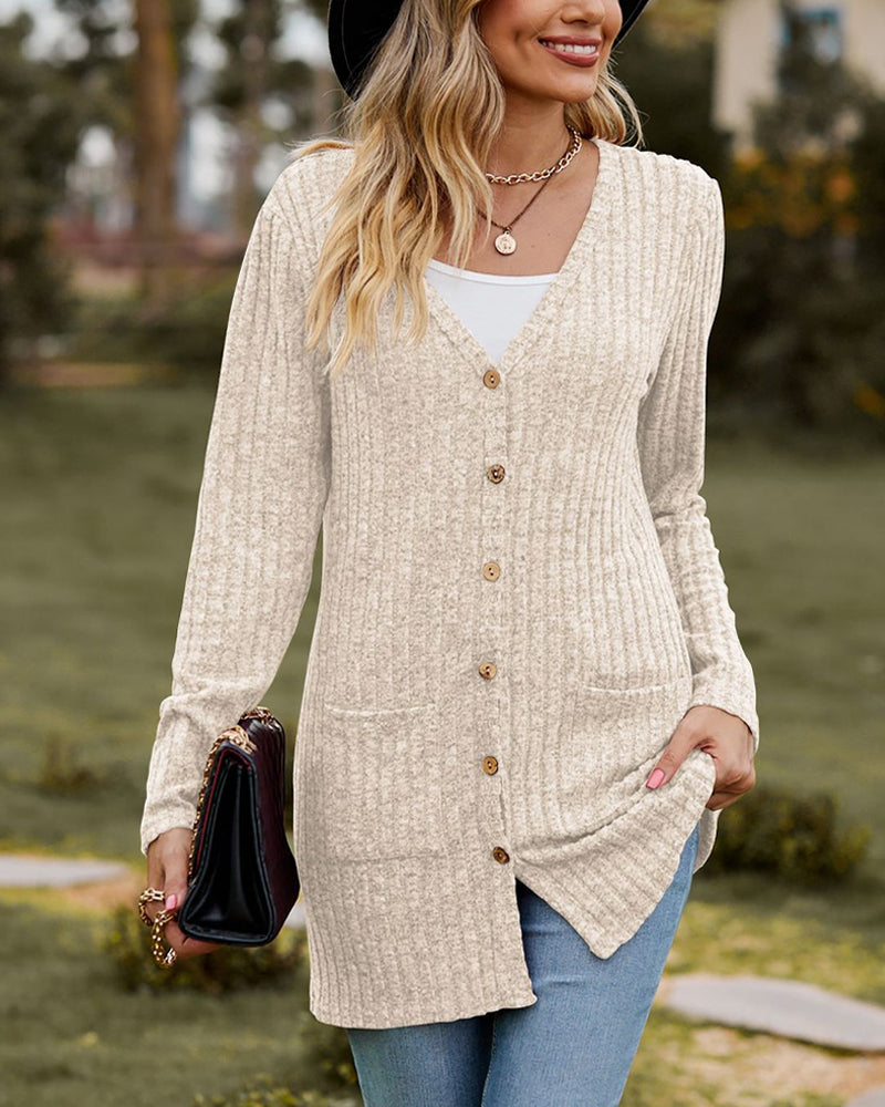 Cardigan autunnale da donna | A coste, con bottoni