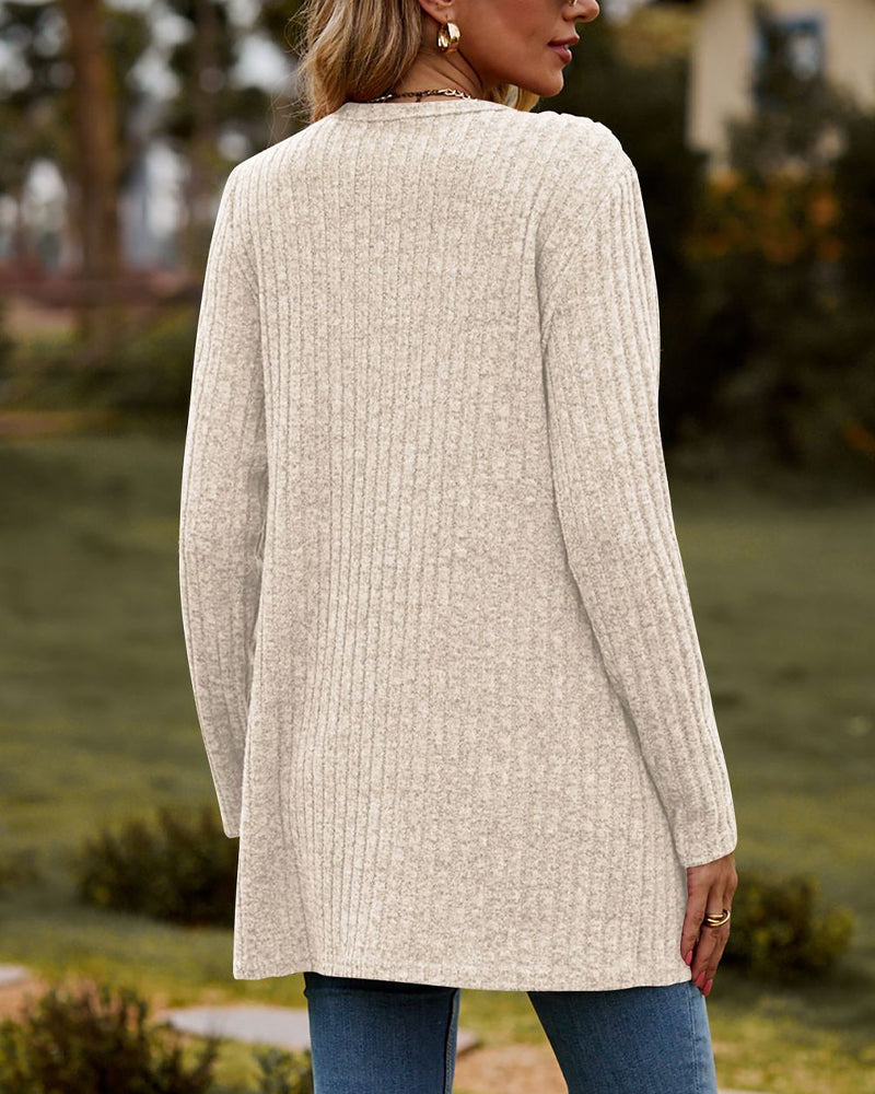 Cardigan autunnale da donna | A coste, con bottoni