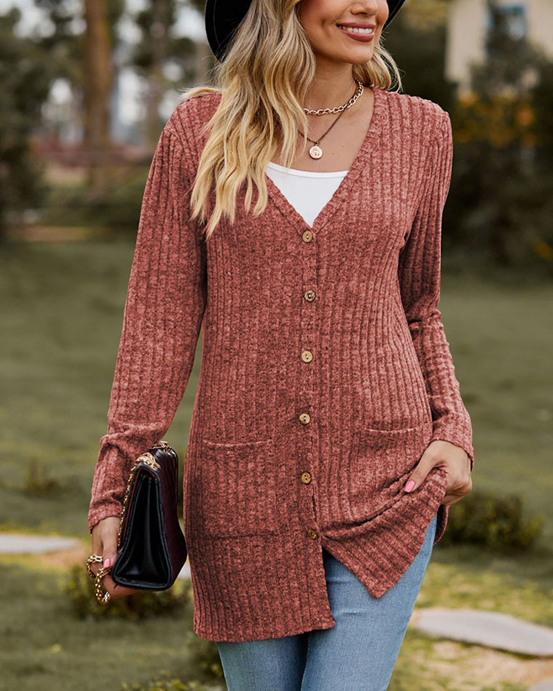 Cardigan autunnale da donna | A coste, con bottoni