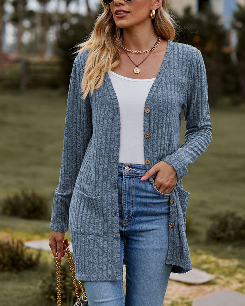 Cardigan autunnale da donna | A coste, con bottoni