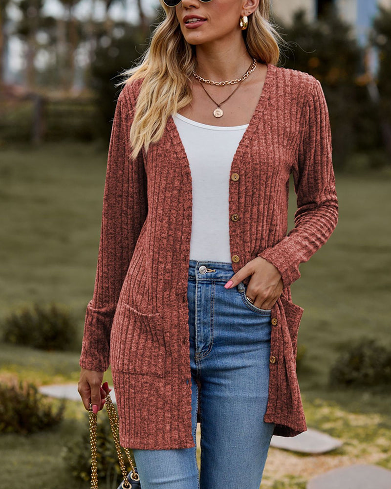 Cardigan autunnale da donna | A coste, con bottoni