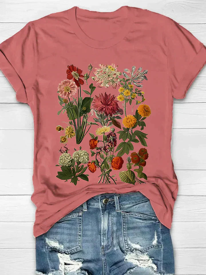 Dames Zomerse Bedrukte T-shirt | Korte Mouwen, Bloemenprint