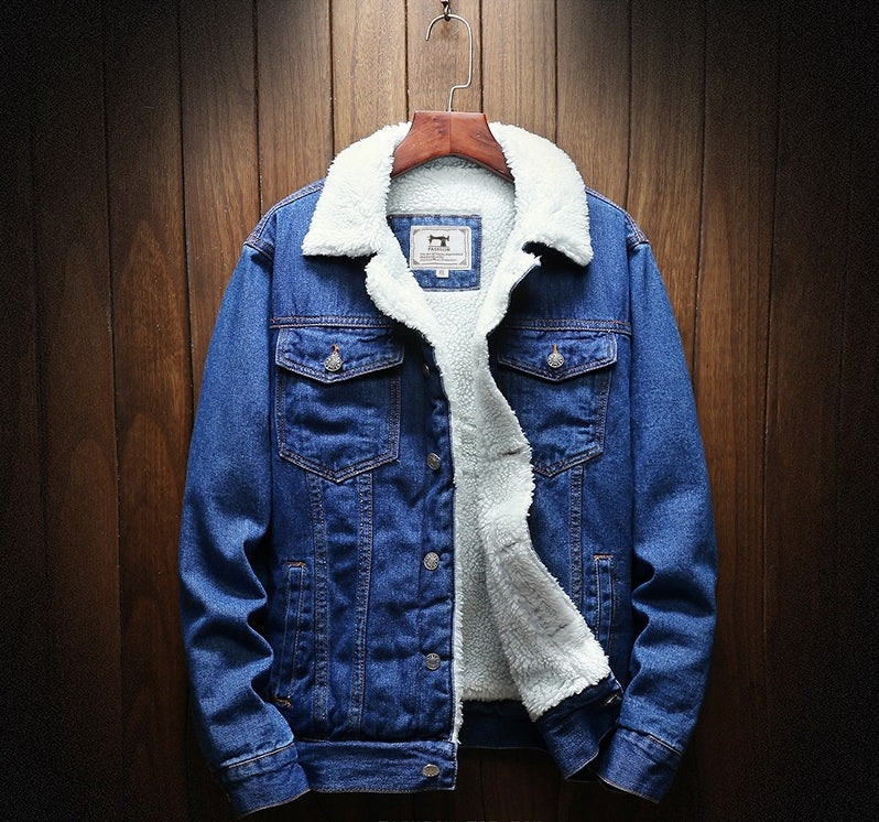 Heren Fleece Denim Jas | Warme & Stijlvolle Winterjas