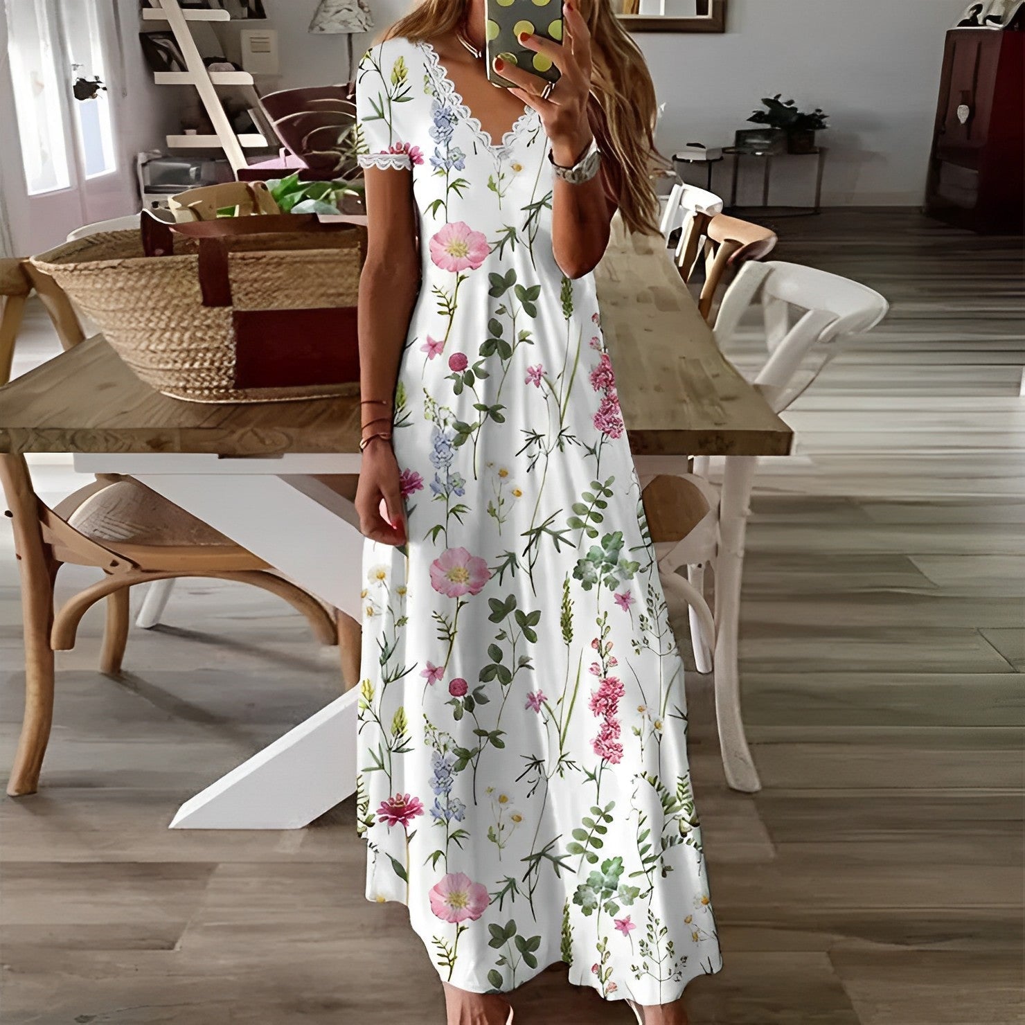 Dames Elegante Bloemen Zomerjurk | Maxi