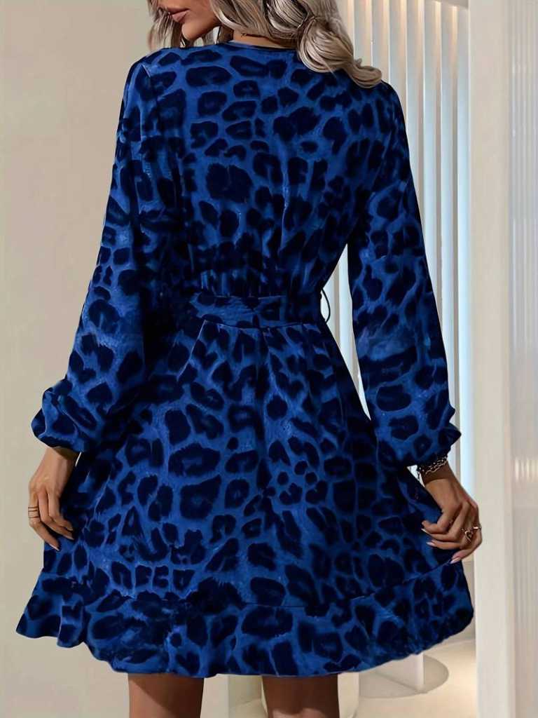 Dames Elegante overslag zomerjurk met luipaardprint | Mini