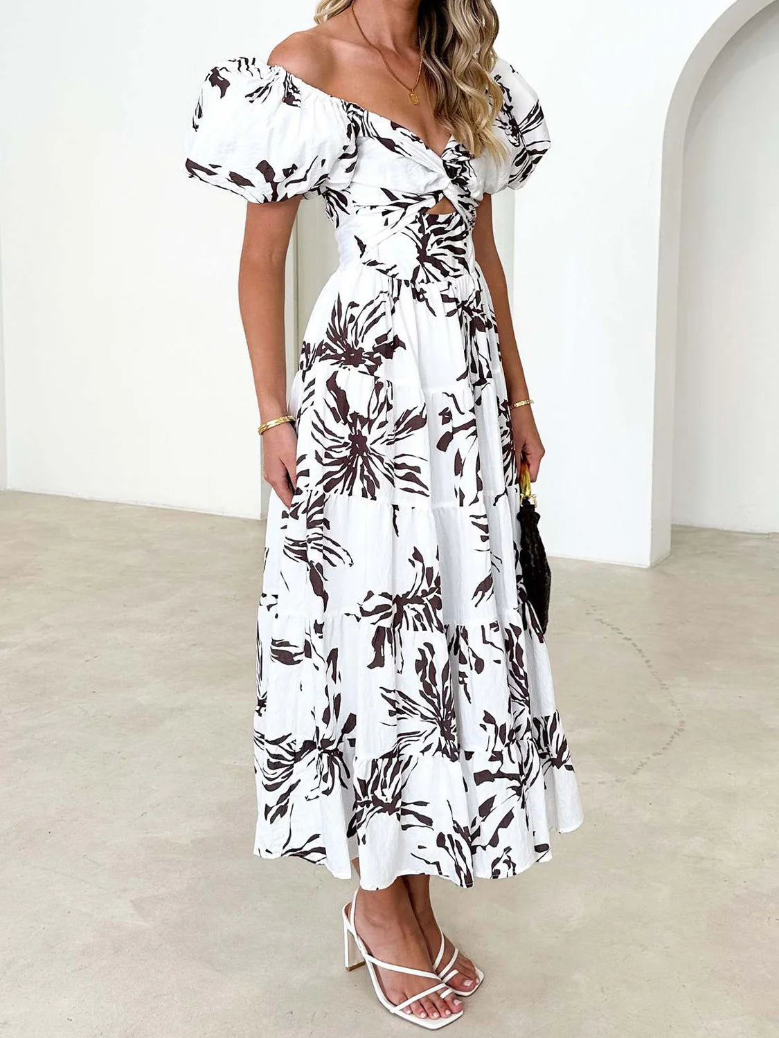 Dames Elegante Puffmouw Zomerjurk | Maxi