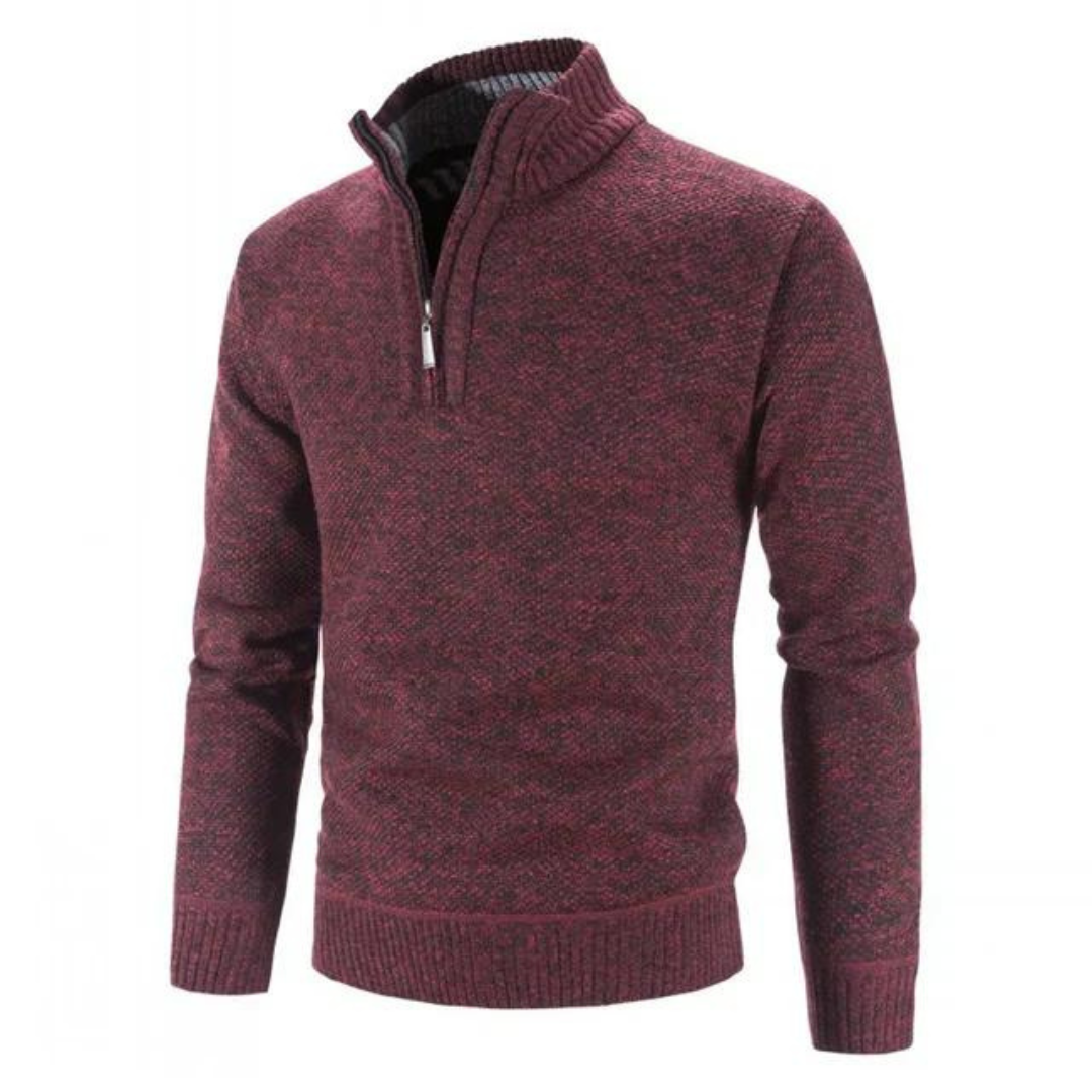 Heren Gebreide Pullover | Korte Rits en Warme Stijl