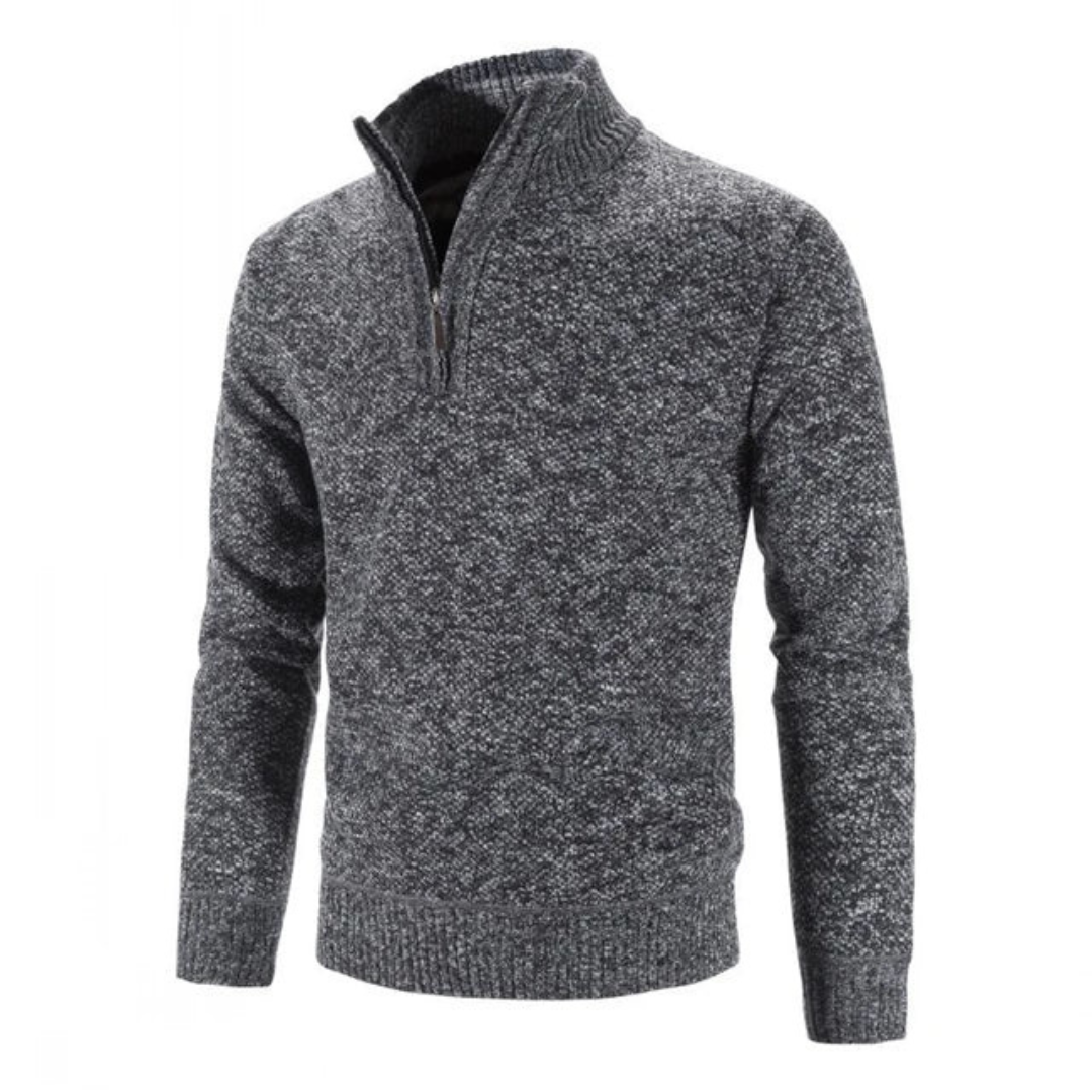 Heren Gebreide Pullover | Korte Rits en Warme Stijl