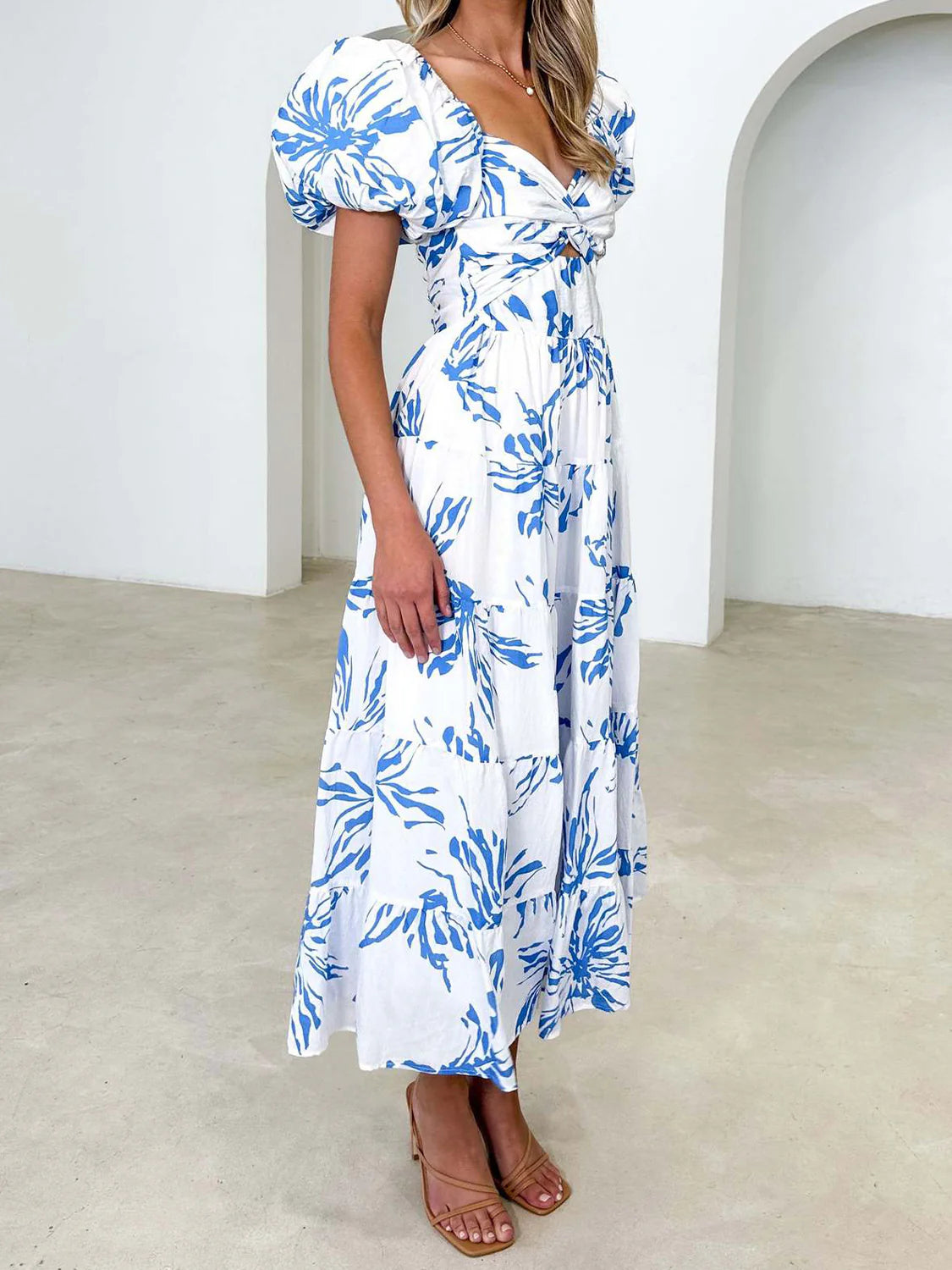 Dames Elegante Puffmouw Zomerjurk | Maxi