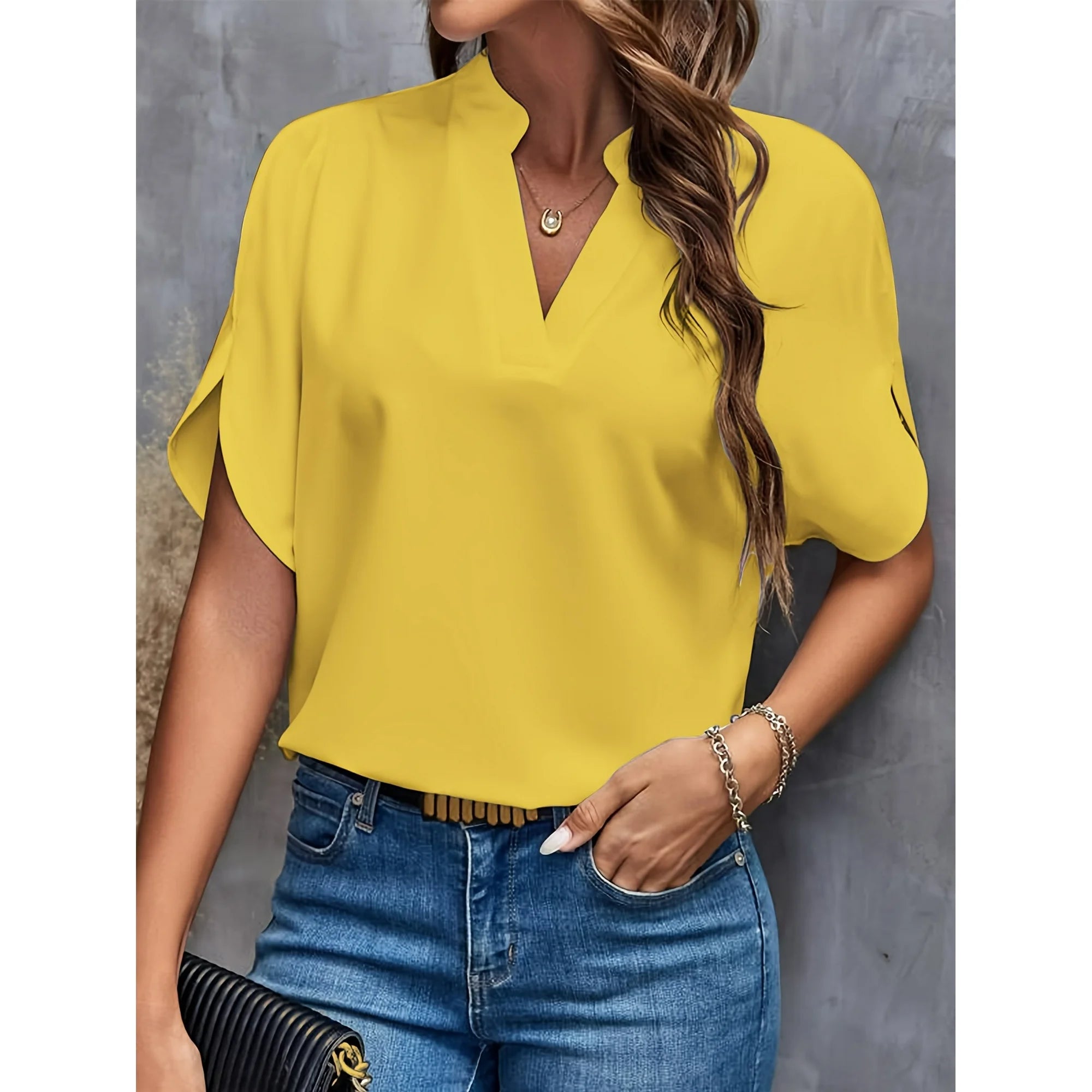Camicetta Elegante Estiva da Donna | Collo Alto, Manica Corta