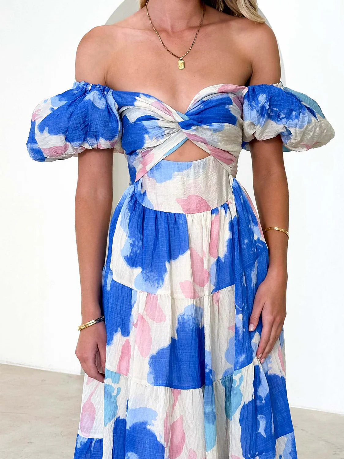 Dames Elegante Puffmouw Zomerjurk | Maxi