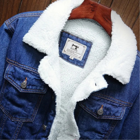 Heren Fleece Denim Jas | Warme & Stijlvolle Winterjas