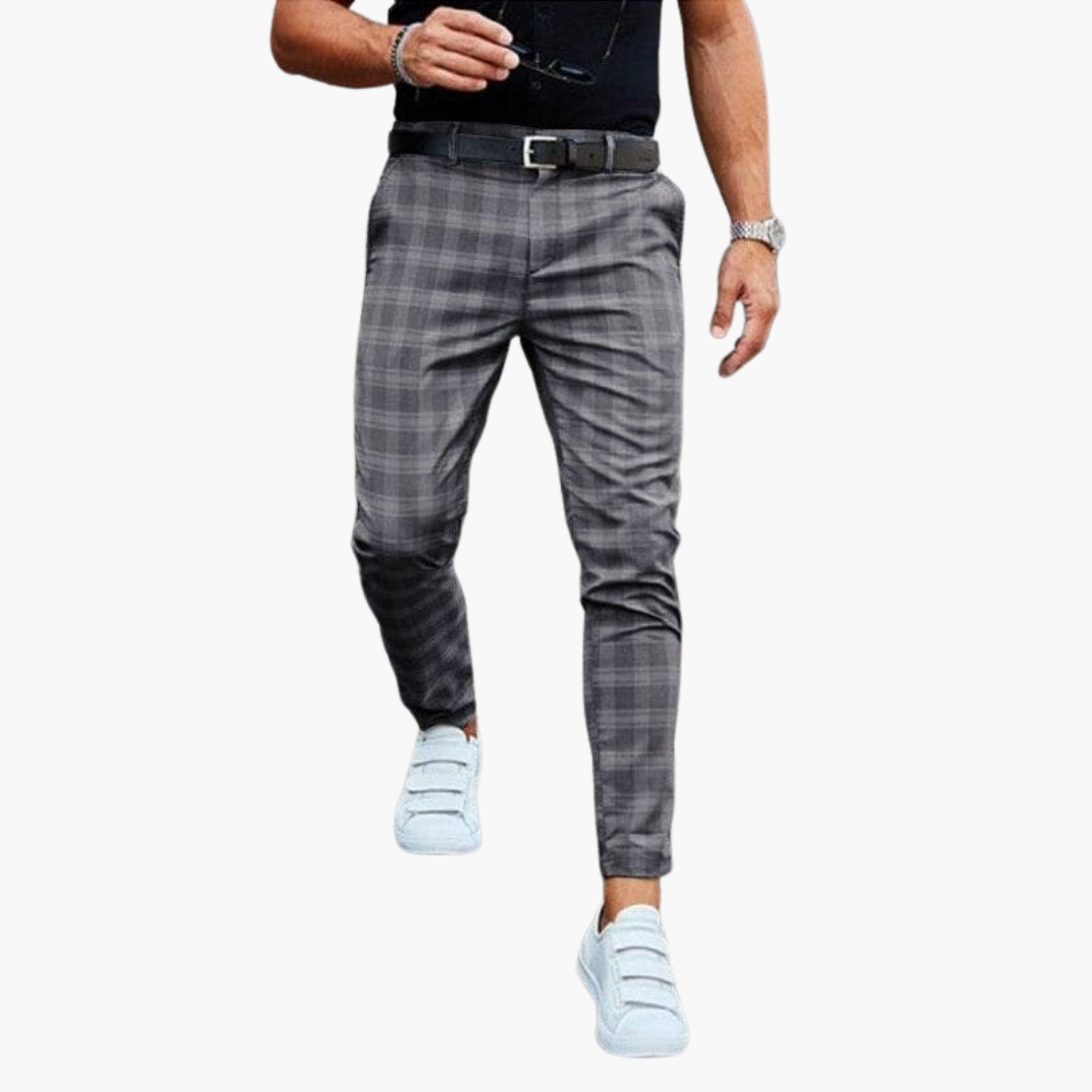 Heren karierte Chinohose | Slim Fit, Stretch & Zakelijke Look