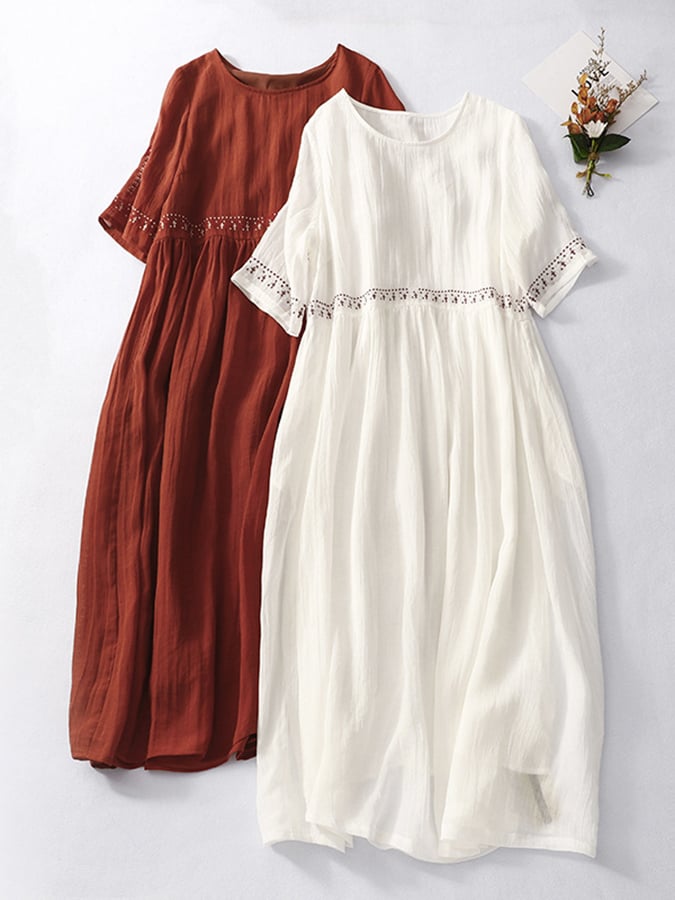 Dames Luchtige strandjurk met borduursel | Maxi