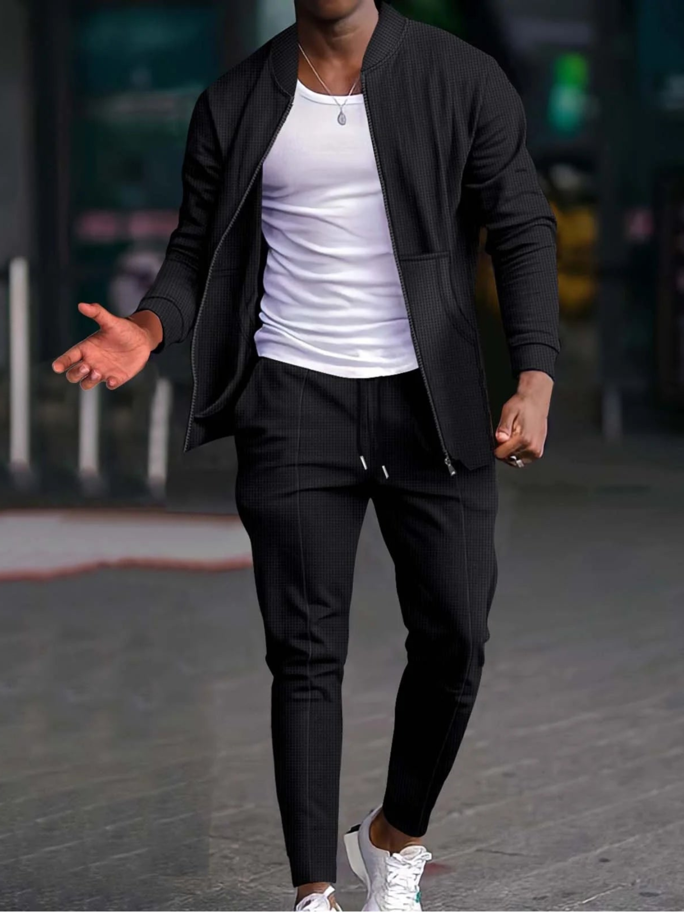 Heren slim-fit travel trainingspak | Lichtgewicht, ademend