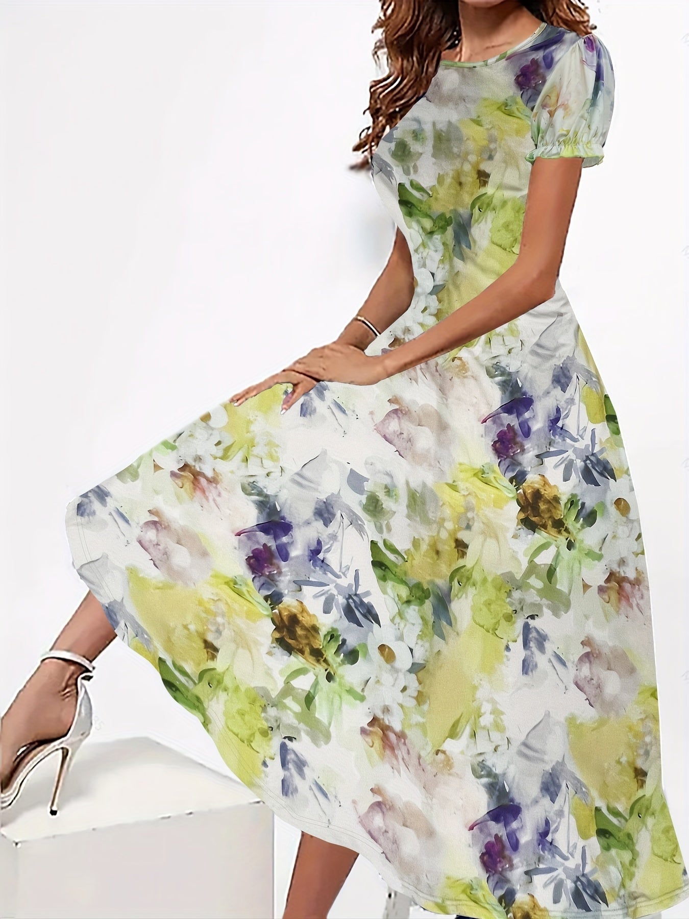 Dames Elegante zomerjurk met bloemenpatroon | Midi
