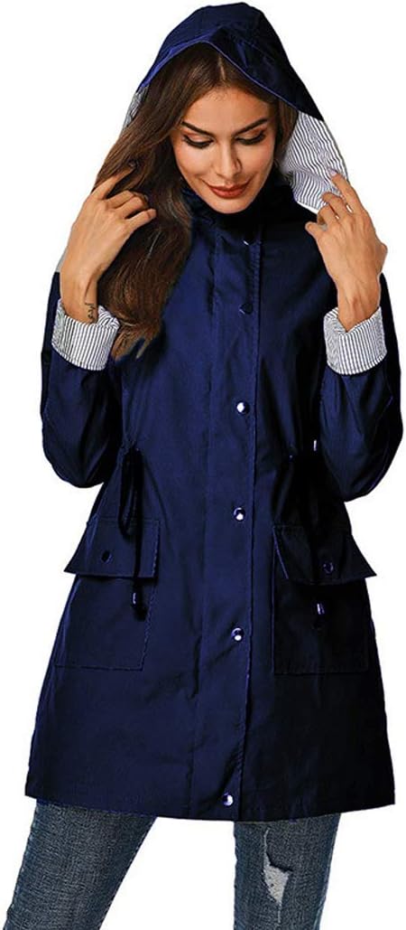 Giacca primaverile da donna impermeabile | Lunga, con coulisse