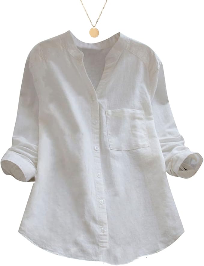 Dames Zomerse Luchtige Blouse | Knoopsluiting, Langemouw