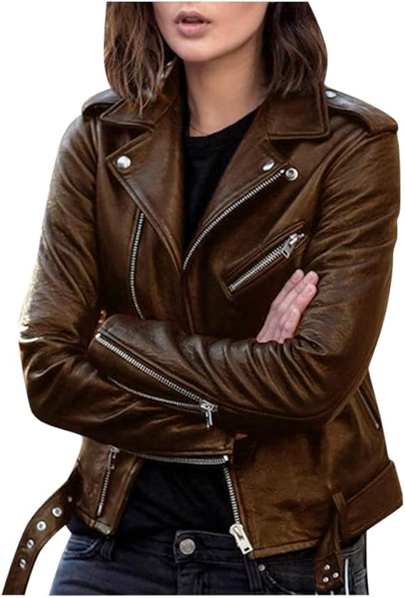 Dames Herfst Leren Jas | Kort, Met Ritsdetails
