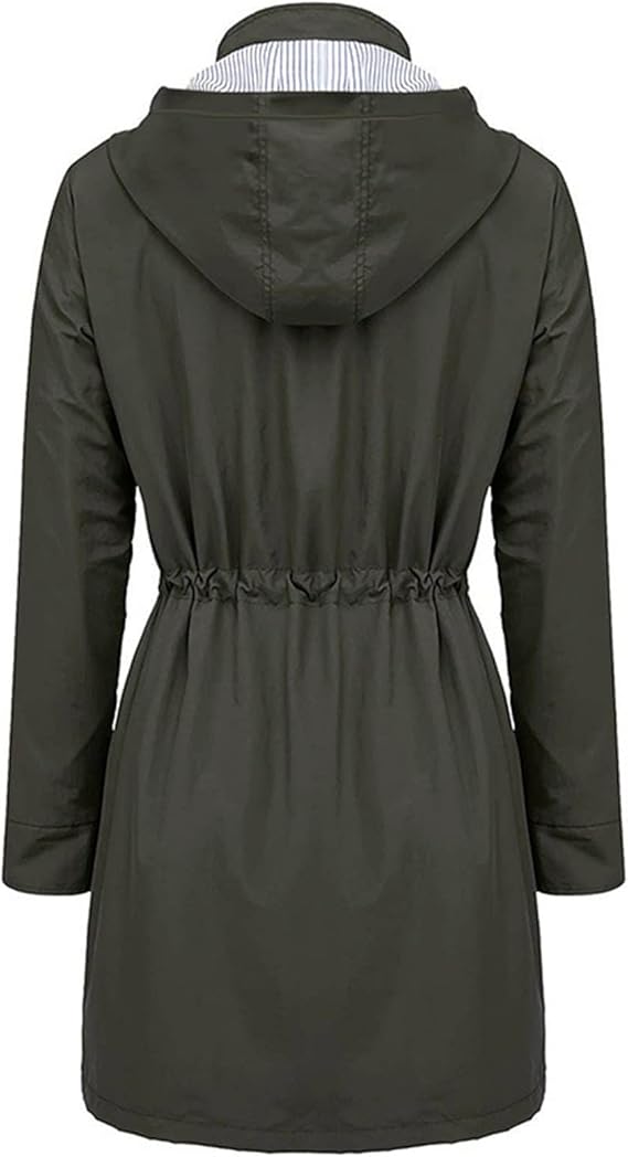 Giacca primaverile da donna impermeabile | Lunga, con coulisse