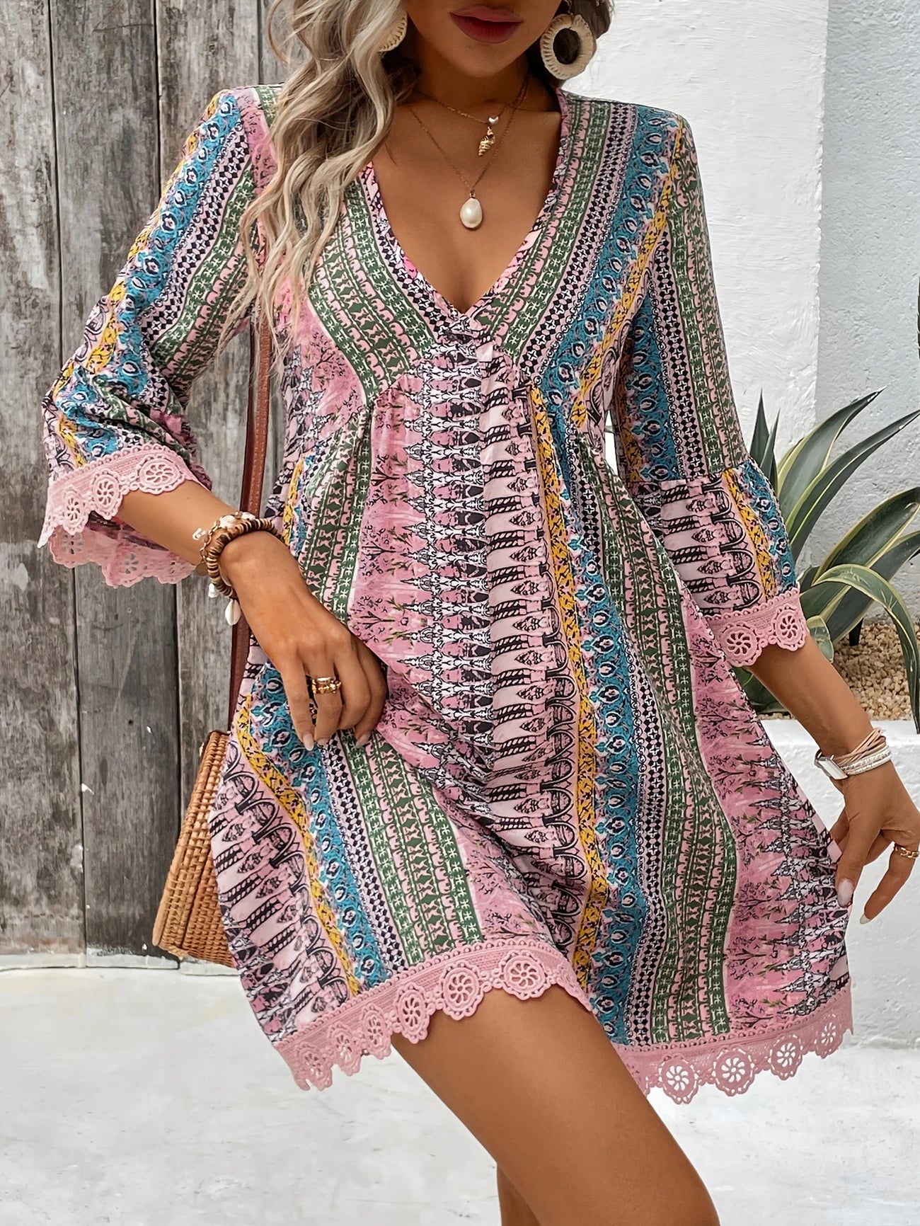 Dames Vintage bedrukte zomerjurk | Mini