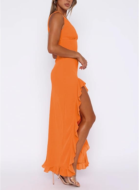 Elegante abito da sera da donna con spacco alto | Maxi