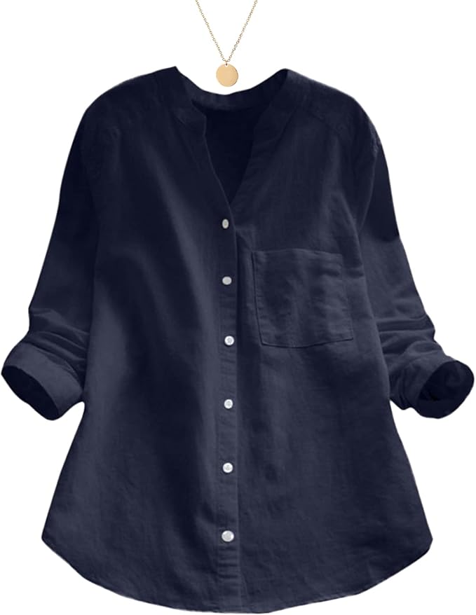 Dames Zomerse Luchtige Blouse | Knoopsluiting, Langemouw