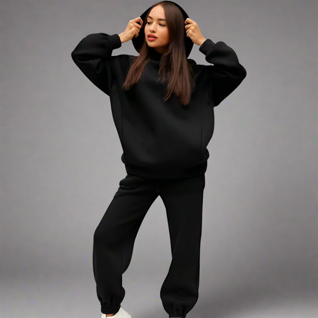 Dames comfortabele trainingspak set | Zachte hoodie elastische taille