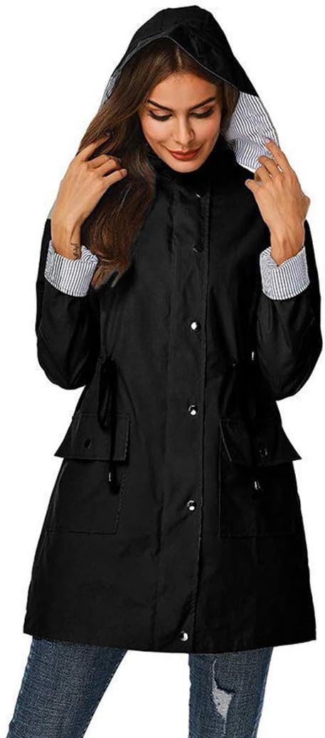 Giacca primaverile da donna impermeabile | Lunga, con coulisse