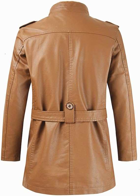 Heren Winter Trenchcoat | Lang, Imitatieleer