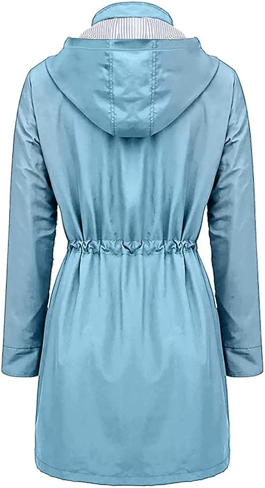 Giacca primaverile da donna impermeabile | Lunga, con coulisse
