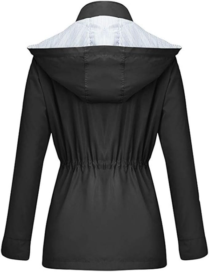Giacca primaverile da donna impermeabile | Lunga, con coulisse